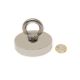 75mm dia x 15mm thick N42 Neodymium Pot Magnet with M10 Eyebolt + 10 metre Rope - 200kg Pull