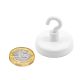 32mm dia Ferrite White Painted Clamping Magnet with M4 Hook  - 7.3kg Pull