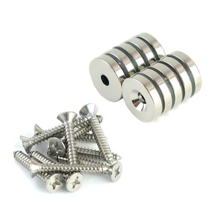 25mm Dia Neodymium Countersunk Magnets & Screws Pack