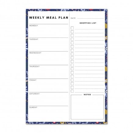 52 Sheet A5 Magnetic Weekly Meal Planner Notepad - Flowers