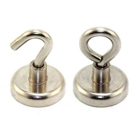 32mm dia Ferrite Clamping Magnet with M6 Hook or Eyebolt - 5.8kg Pull