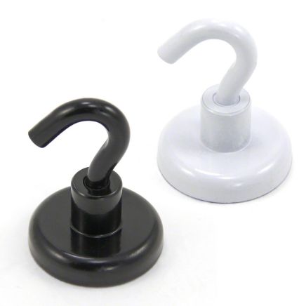 32mm White or Black Painted Neodymium Hook Magnet with M6 Hook - 36.4kg Pull