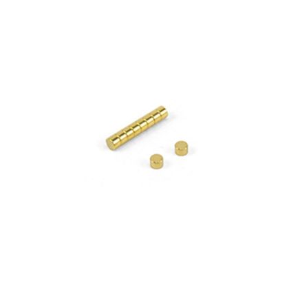 3mm dia x 2mm thick N42 Neodymium Magnets - Gold Plated