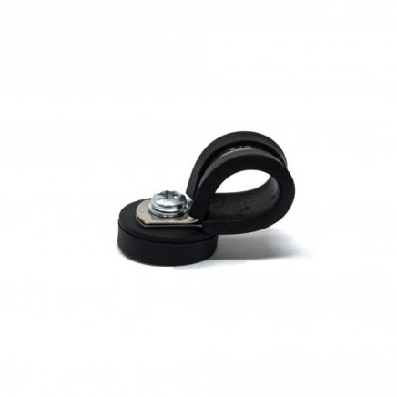 22mm dia x 6mm high Rubber Coated Cable Holding Magnet With 13mm Rubber Clamp - 4.3kg Pull