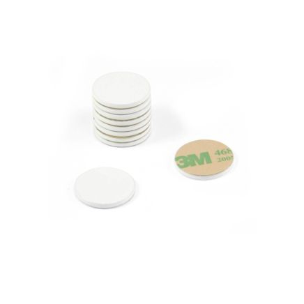 20mm dia x 2mm thick White Painted Mild Steel Disc with 3Mª Self-Adhesive