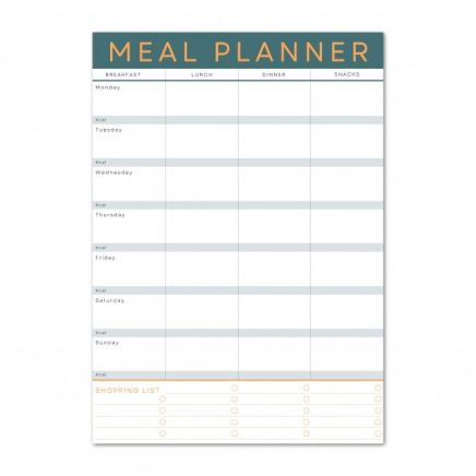 52 Sheet A5 Magnetic Weekly Meal Planner Notepad - Green