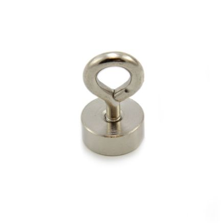 19mm dia Neodymium Clamping Magnet with M5 Hook or Eyebolt - 17.38kg Pull