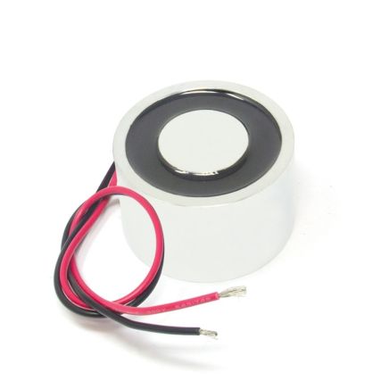 60mm dia x 45mm thick Energise to Release Electromagnet with M5 Mounting Holes - 60kg Pull (24V DC / 36W)