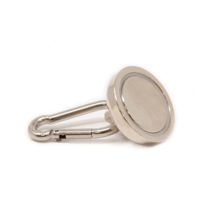 32mm dia Neodymium Pot Magnet with Carabiner - 36kg Pull