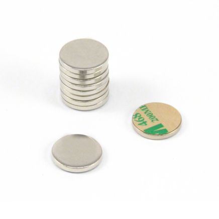 16mm dia x 2mm thick Nickel Plated Mild Steel Disc with 3Mª Self-Adhesive