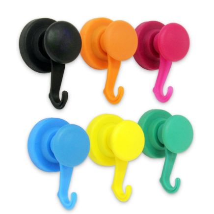 43mm dia Rubber Coated Neodymium Magnet with Swivel Hook - 2kg Pull