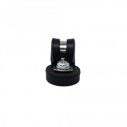 22mm dia x 6mm high Rubber Coated Cable Holding Magnet With 10mm Rubber Clamp - 4.3kg Pull