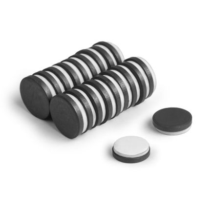 20mm dia x 3mm thick Y10 Ferrite Magnet With Self Adhesive Foam - 0.6kg Pull