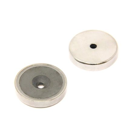 40mm dia x 8mm thick x 5mm c/sink Ferrite Y30BH Pot Magnet - 11kg Pull