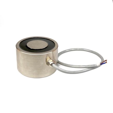 100mm dia x 60mm thick Energise to Release Electromagnet with M8 Mounting Holes - 150kg Pull (24V DC / 55W)