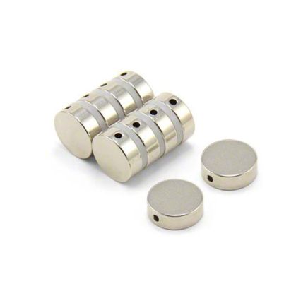 15mm dia x 5mm thick N42 Neodymium Magnet with 2mm Diameter Hole - 4.1kg Pull