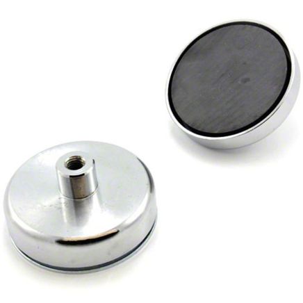 80mm dia x 32mm tall x M10 thread Ferrite Pot Magnet - 60kg Pull