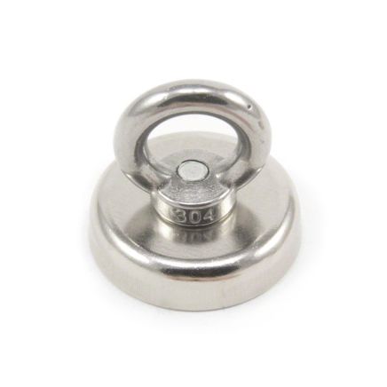 48mm dia Neodymium Clamping Magnet with M8 Eyebolt - 90kg Pull - Licensed Material