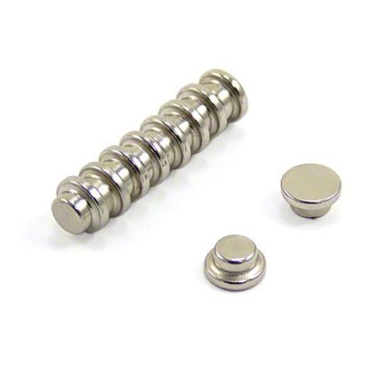 10mm dia x 5mm thick N42 Neodymium "Top Hat" Magnet - 1.3kg Pull