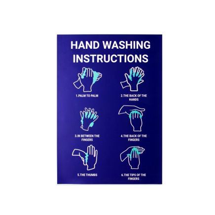 Hand Washing Instructions Magnetic Sign - Blue