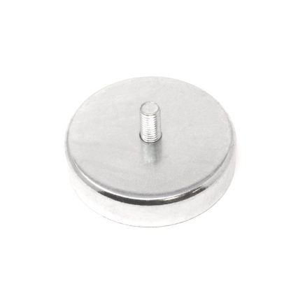 80mm dia x 18mm thick Ferrite Pot Magnet with M10 External Thread - 57kg Pull