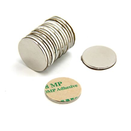 Adhesive 20mm dia x 1.5mm N42 Neodymium Magnet - 2kg Pull