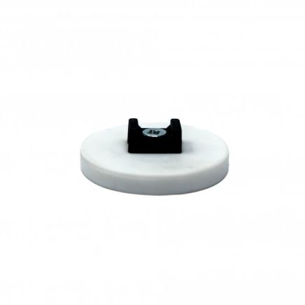 43mm dia x 6mm high Rubber Coated Cable Holding Magnet With 4mm Hole Cable Tie Clip - 8kg Pull