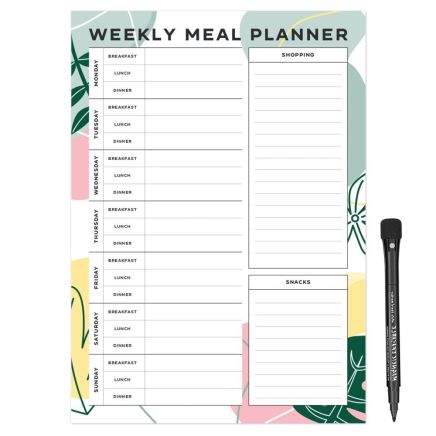 MagFlex® A4 Jungle Leaves Weekly Meal Planner Fridge Magnet - Flexible Magnetic Sheet