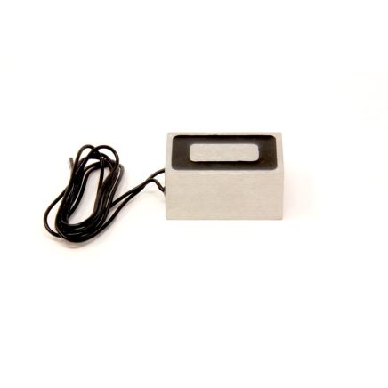 63.5 x 38.1 x 31.75mm thick Electromagnet with 5mm Mounting Hole - 91kg Pull (12V DC / 5W)