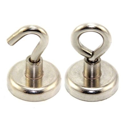 32mm dia Neodymium Clamping Magnet with M6 Hook or Eyebolt - 36.4kg Pull