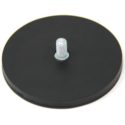 88mm dia x 8mm thick Rubber Coated POS Magnet c/w M8 x 15mm External Thread