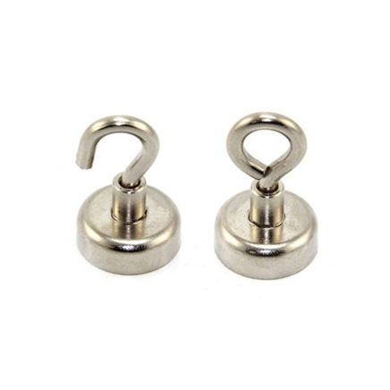 20mm dia Neodymium Clamping Magnet with M4 Hook or Eyebolt - 16.5kg Pull