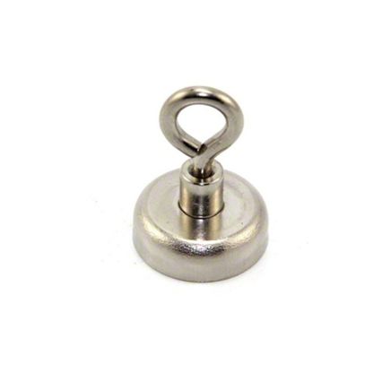 25mm dia Neodymium Clamping Magnet with M5 Hook or Eyebolt - 20kg Pull