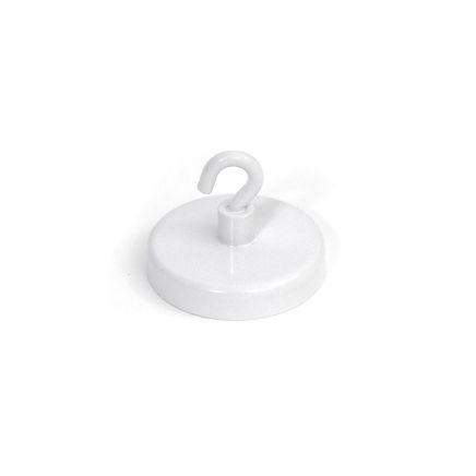 40mm dia Ferrite White Painted Clamping Magnet with M6 Hook - 10.2kg Pull