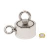 75mm dia x 25mm N42 Neodymium Pot Magnet with 2x M10 Eyebolts - 200kg Pull