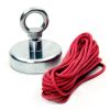 80mm dia x 70mm tall Ferrite Recovery Magnet with M10 Eyebolt and 10 Metre Rope - 60kg Pull