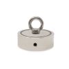 116mm dia x 32mm N42 Neodymium Pot Magnet with 1x M12 and 1x M10 Eyebolt - 400kg Pull