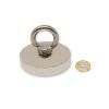 75mm dia x 15mm N42 Neodymium Pot Magnet with M10 Eyebolt - 200kg Pull