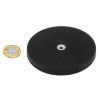 88mm dia x 8mm high Rubber Coated POS Magnet c/w M6 Boss Thread (Flush x 6mm deep) - 42kg Pull